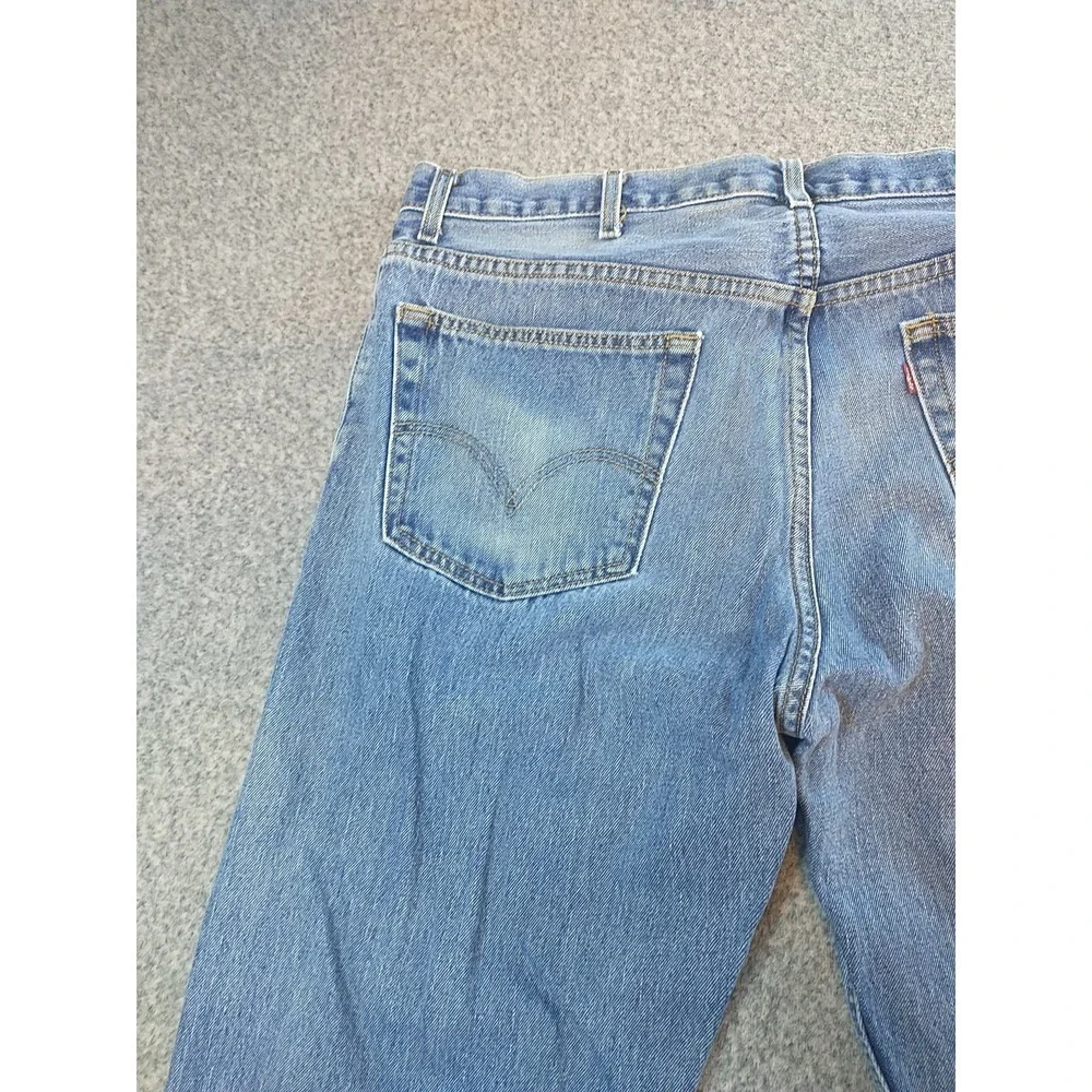 Levis 505 Regular Fit Jeans Mens 38x29 Light Wash Blue Straight Leg Denim Cotton